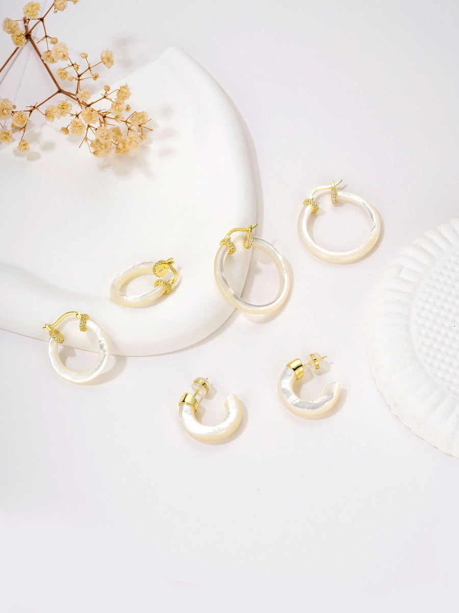 Mother of Pearl 25MM Hoop Earrings