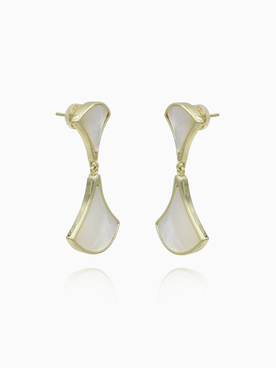 Mother of Pearl Earrings, Fan Drop Earrings, Fashion Accessories, Elegant Accessories