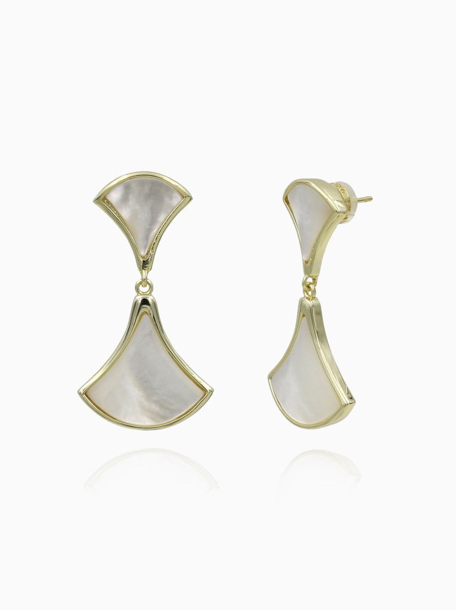 Mother of Pearl Earrings, Fan Drop Earrings, Fashion Accessories, Elegant Accessories