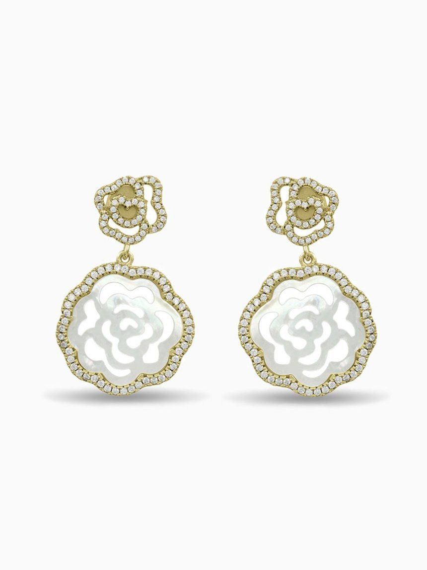Mother Of Pearl, Rose Shape Earrings, Dangle Earrings, Fashion Accessories, Elegant Jewelry