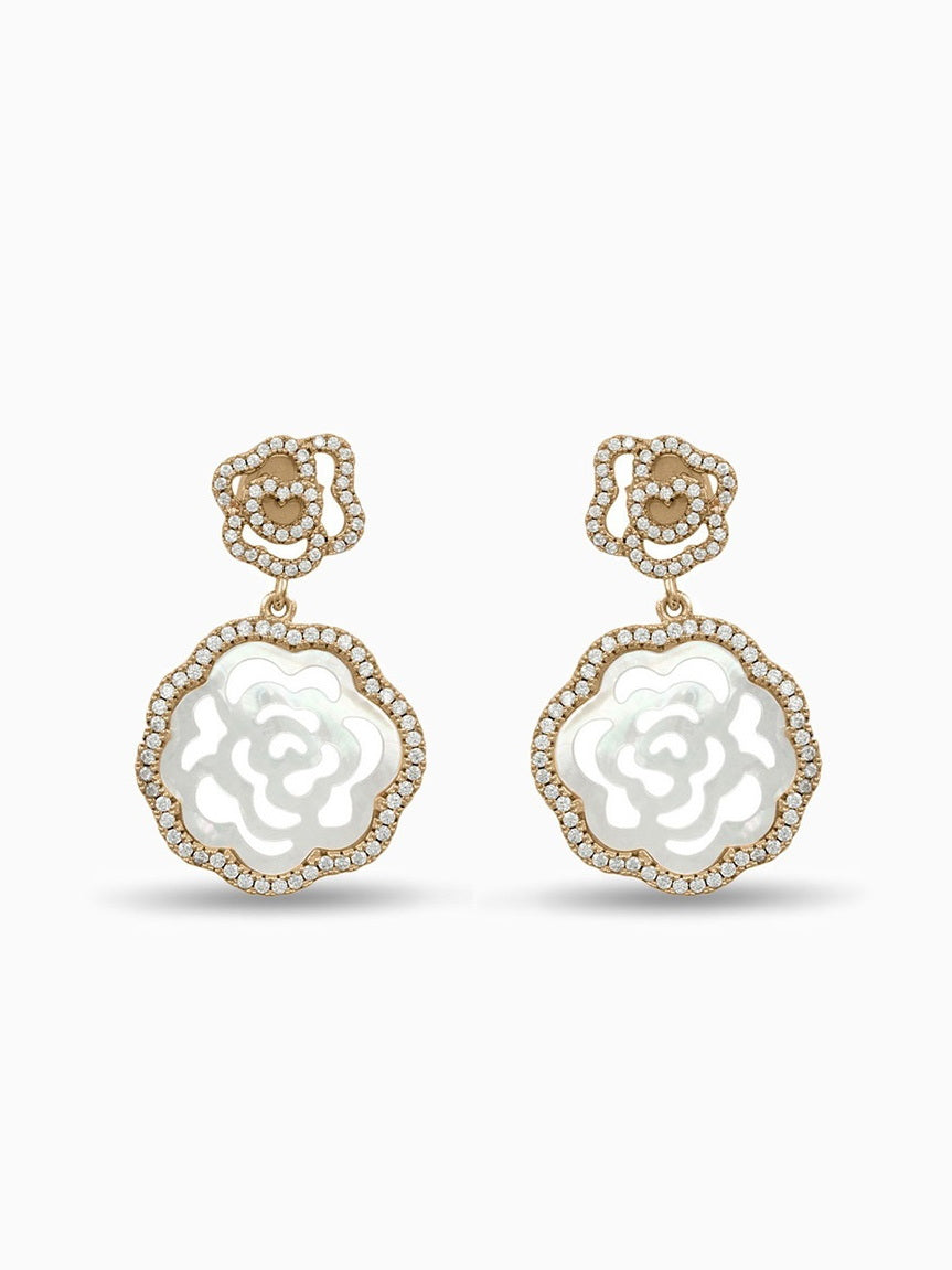 Mother Of Pearl, Rose Shape Earrings, Dangle Earrings, Fashion Accessories, Elegant Jewelry