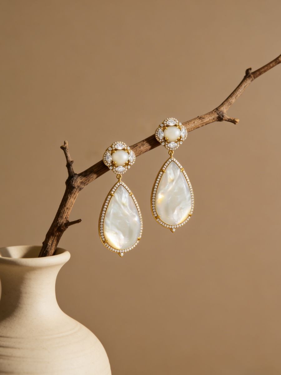 Dainty Tear Drop Mother of Pearl Earrings