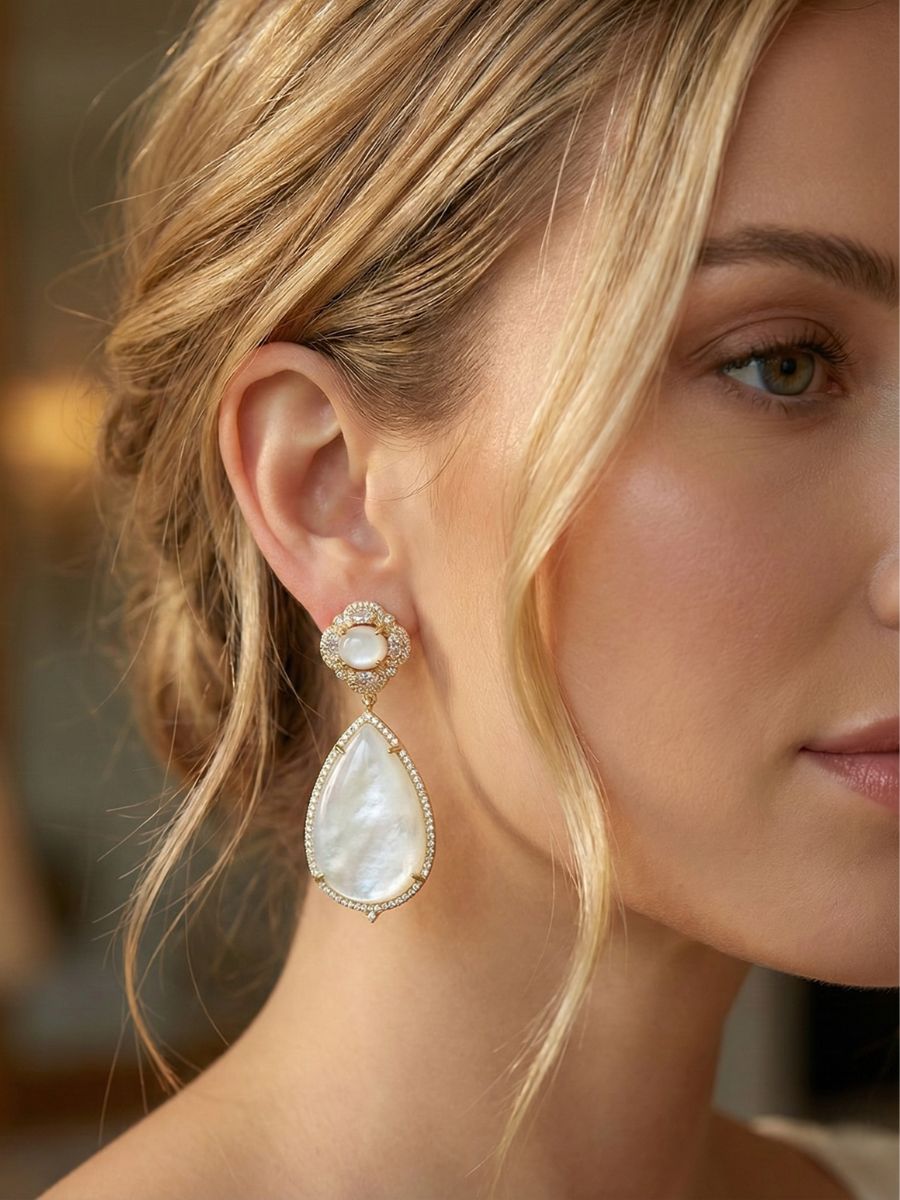 Dainty Tear Drop Mother of Pearl Earrings