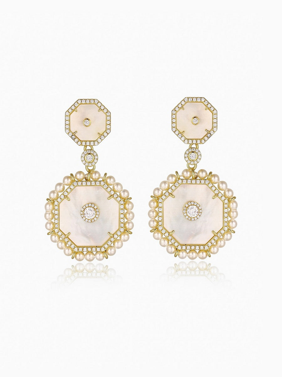 Mother of Pearl Octagon Dangle Earrings