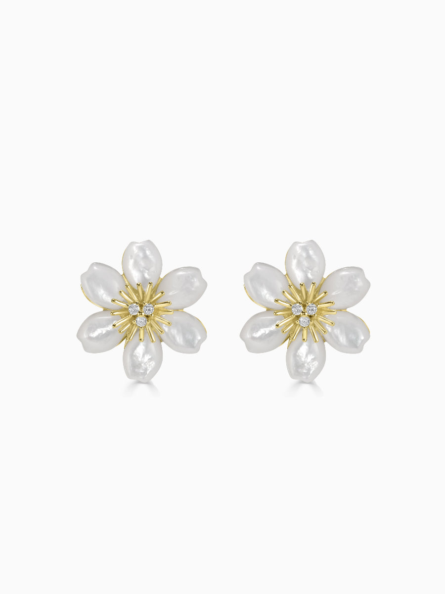 Mother of Pearl Plumeria Flower Earrings
