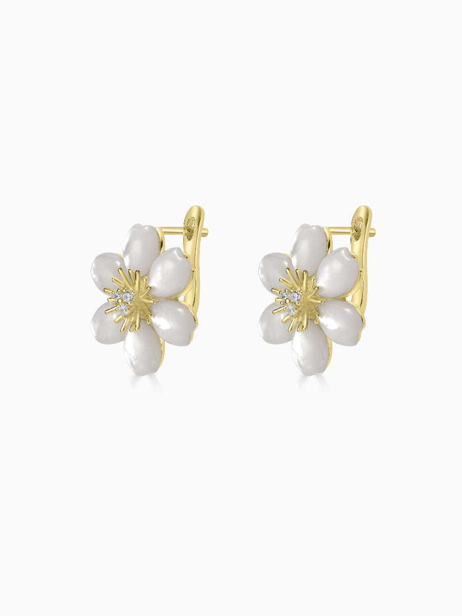 Mother of Pearl Plumeria Flower Earrings