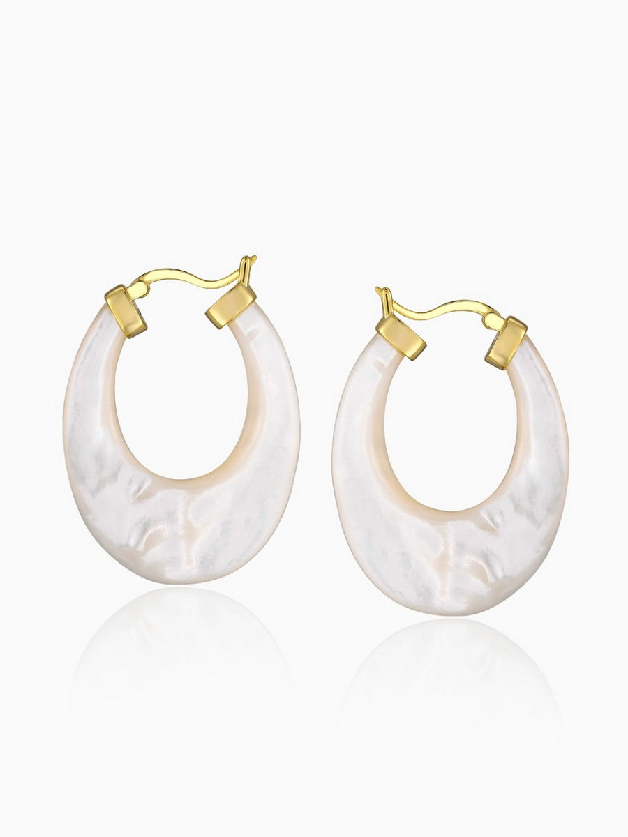 Unique Mother of Pearl Hoop Earrings