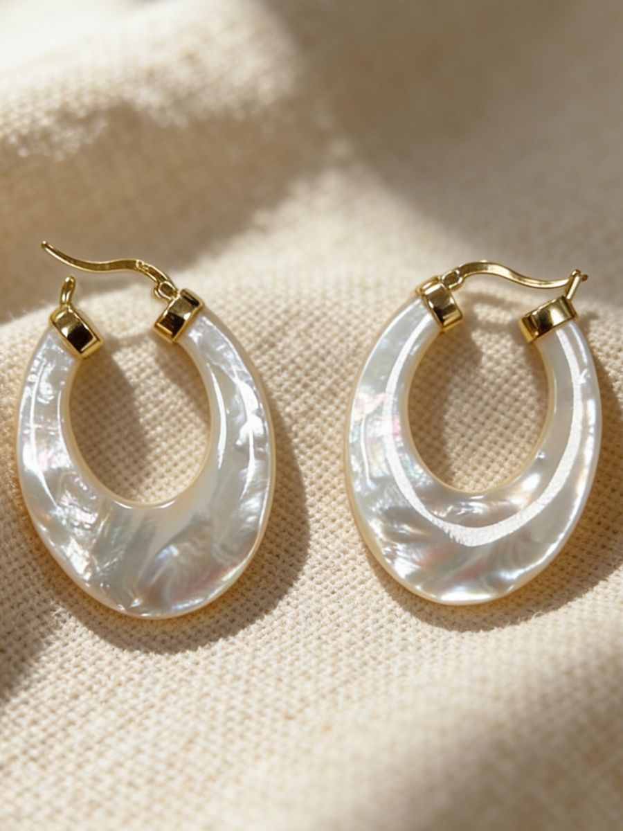 Unique Mother of Pearl Hoop Earrings