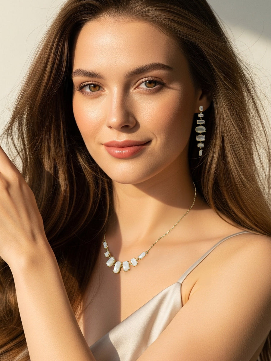 Graduated Mother of Pearl Dangle Earrings
