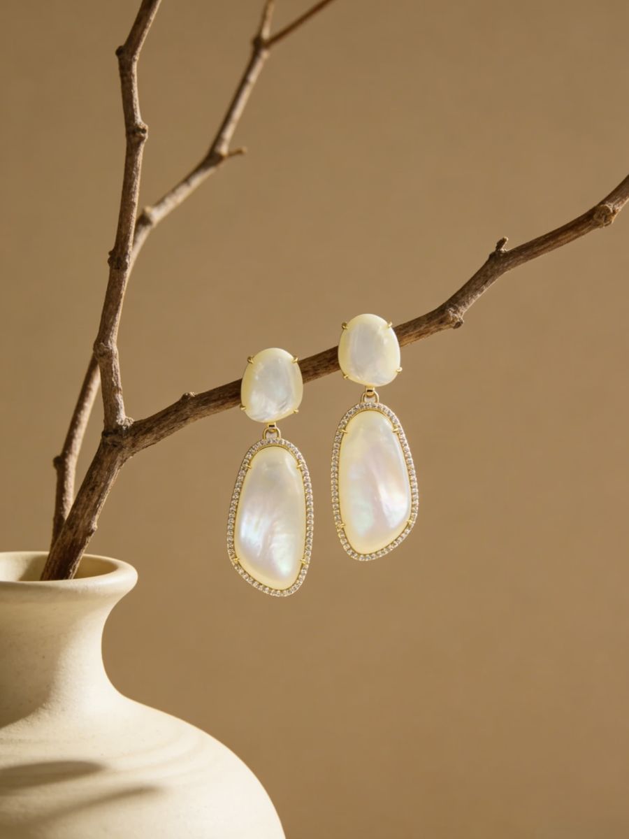 Irregular Shape Mother of Pearl Drop Earrings