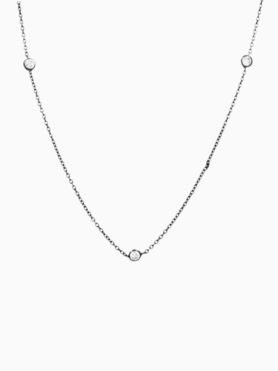 925 Silver Cubic Zirconia by Yard Chain Necklace