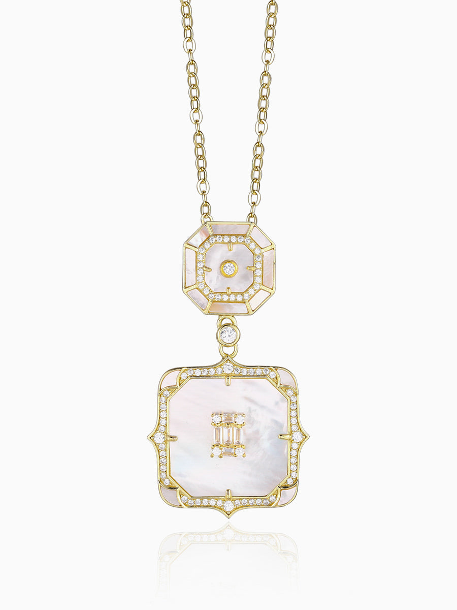 Mother of Pearl Square CZ Necklaces - Joy & Rachel