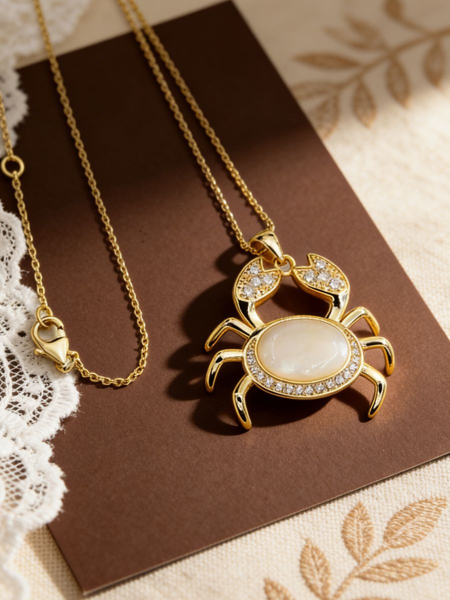 Crab with Mother of Pearl Pendant Necklace