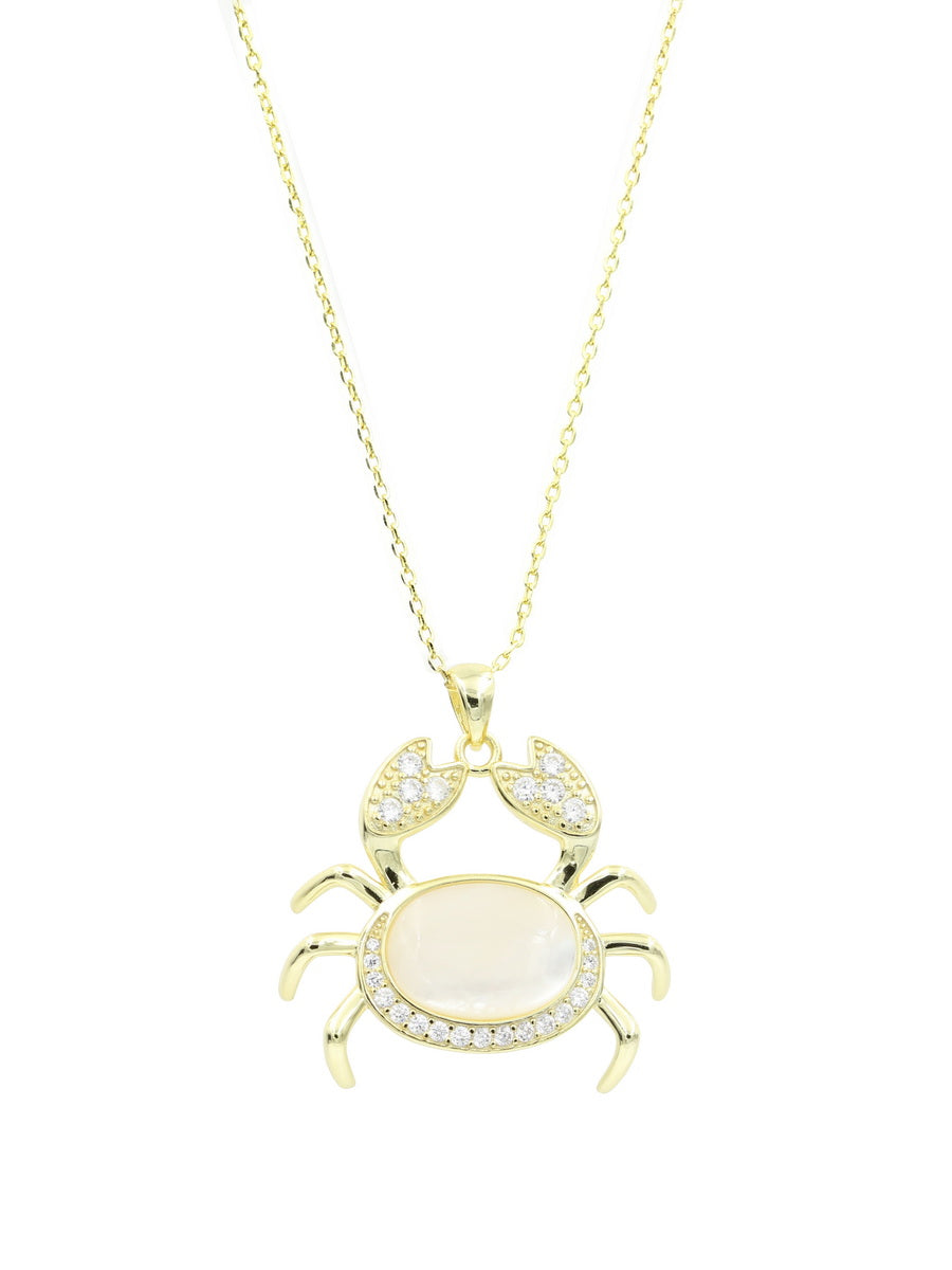 Crab with Mother of Pearl Pendant Necklace