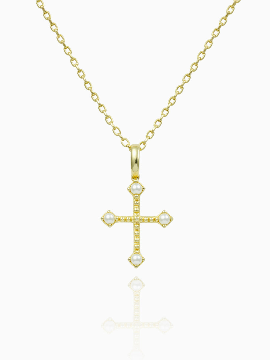 Fresh Water Pearl With Small Cross Pendant