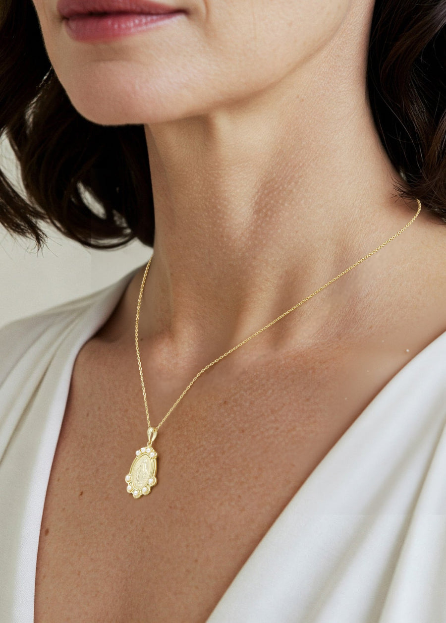 Fresh Water Pearl With Virgin Mary Pendant