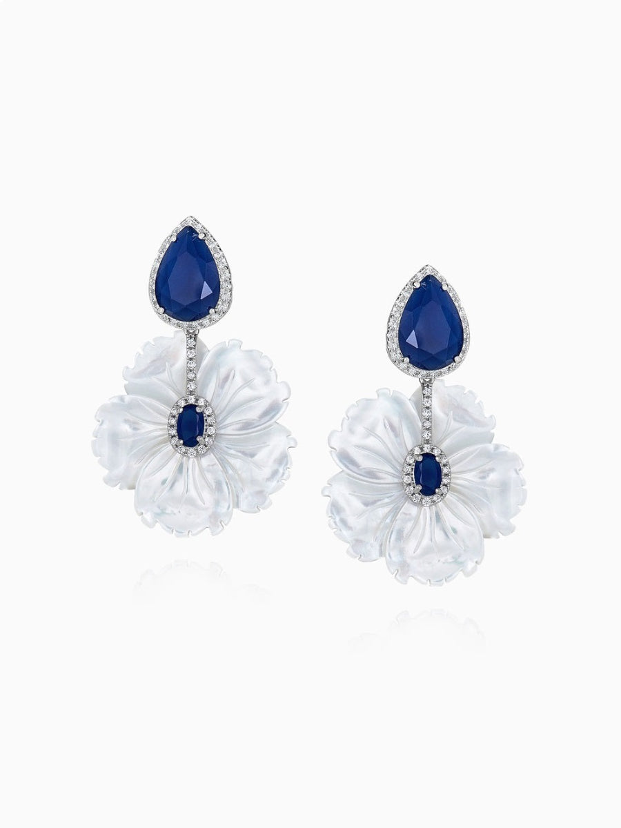 Stone Earrings, Mother of Pearl Earrings, Flower Earrings, Fashion Accessories, Elegant Accessories