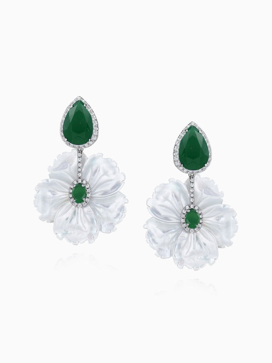 Stone Earrings, Mother of Pearl Earrings, Flower Earrings, Fashion Accessories, Elegant Accessories