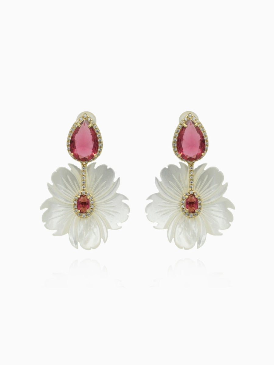 Stone Earrings, Mother of Pearl Earrings, Flower Earrings, Fashion Accessories, Elegant Accessories
