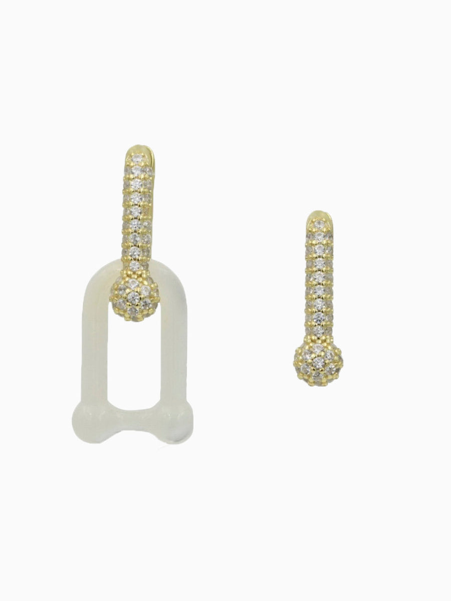 Mother of Pearl Earrings, U Link Earrings, Fashion Accessories, Elegant Accessories