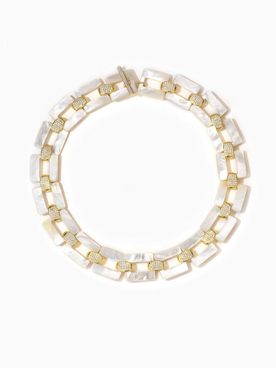 Mother of Pearl Necklaces,  Cubic Zirconia Square Necklaces, Fashion Accessories, Elegant Accessories